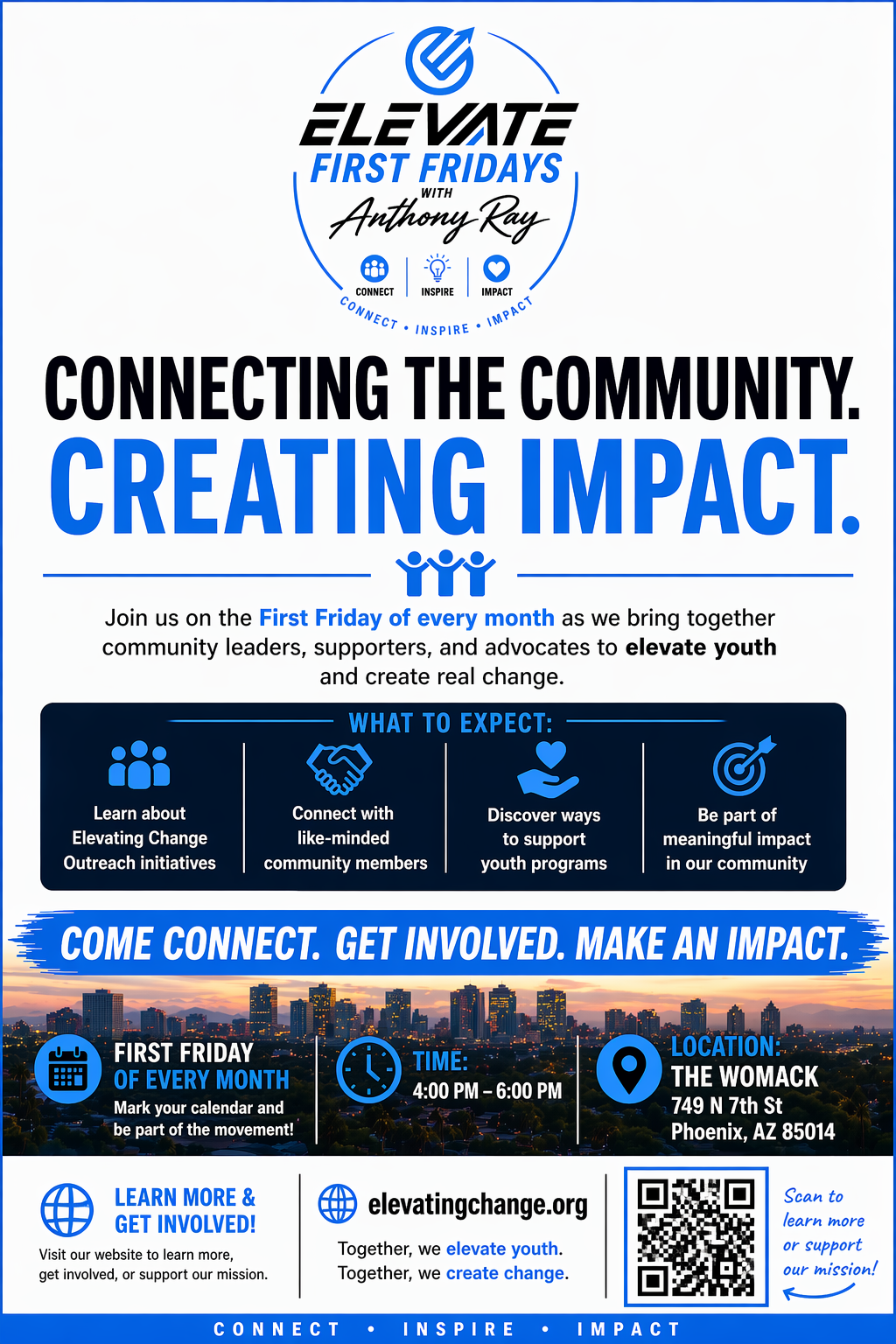 Elevate First Fridays event flyer with details